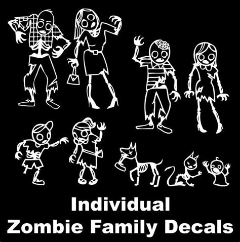 Zombie stick figure family vinyl decal ~ email me at customizeddecals@gmail.com for orders. No ...