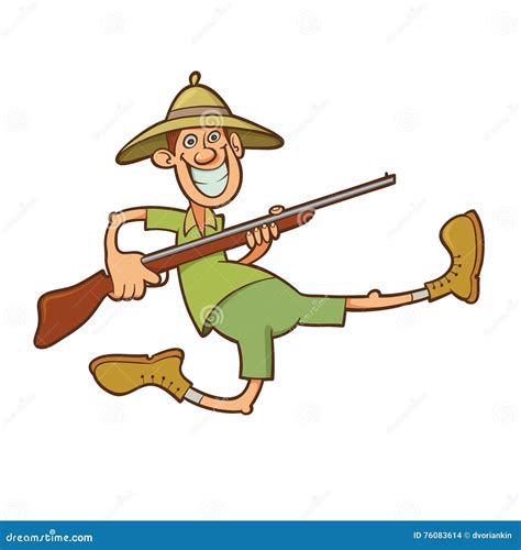 Hunter with rifle stock vector. Illustration of funny - 76083614