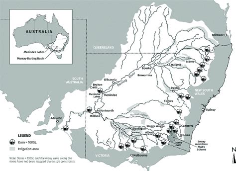 Map of the Murray Darling Basin showing major dams, towns and... | Download Scientific Diagram