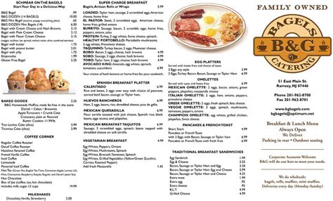 Menu - B&G Bagels Deli & Catering