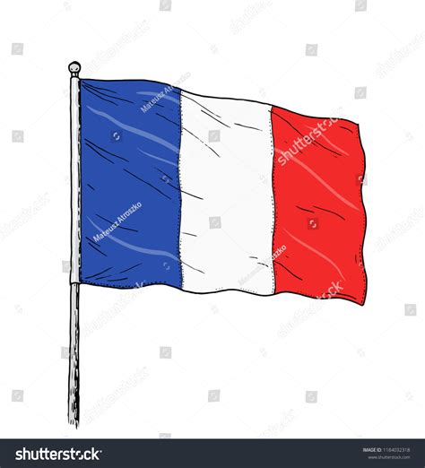 French Flag Drawing Vintage Like Colour Stock Vector (Royalty Free ...