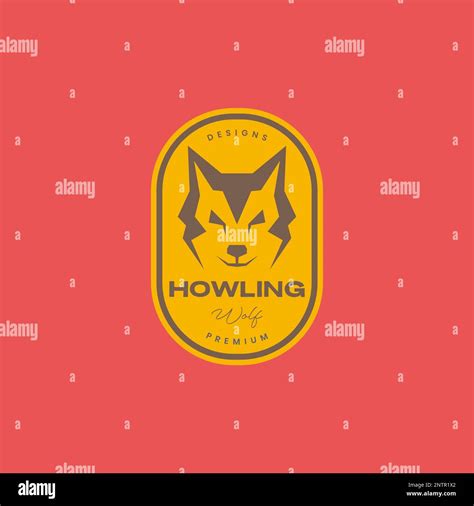 face smile animal forest wolf howl badge vintage logo design vector icon illustration Stock ...
