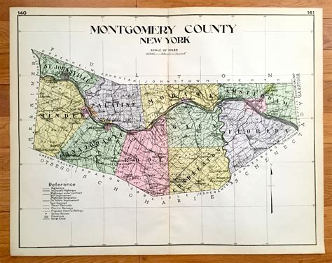 Antique Montgomery County New York 1912 New Century Atlas Map | Etsy