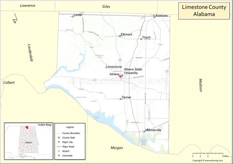 Map of Limestone County, Alabama - Where is Located, Cities, Population ...