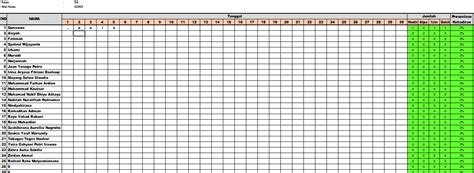 Download Format Daftar Hadir Siswa Excel | Berkas Belajar