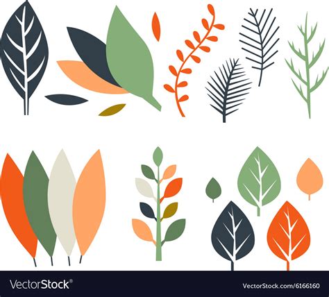 Leaves in flat design Royalty Free Vector Image