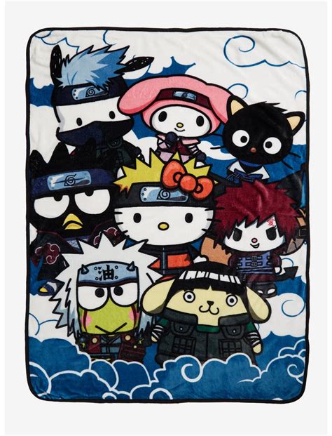 Naruto Shippuden X Hello Kitty And Friends Group Throw Blanket | Hot Topic