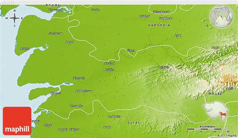 Physical 3D Map of Bharuch