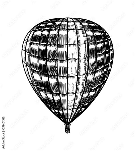 Vintage Hot Air Balloon. Vector retro flying airship with decorative ...