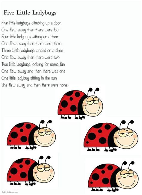 Five ladybugs rhyme | Preschool songs, Kindergarten songs, Preschool fun