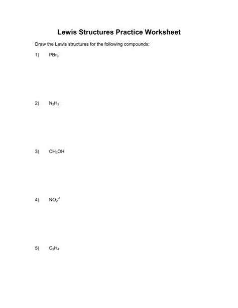 Lewis Structures Practice Worksheet