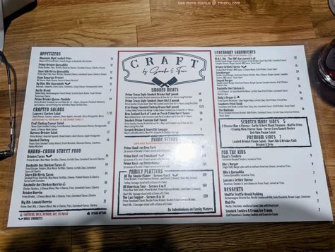 Menu at Craft By Smoke and Fire BBQ, Arcadia