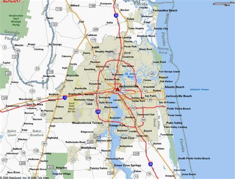 Map Jacksonville FL - Jacksonville Florida on a map (Florida - USA)