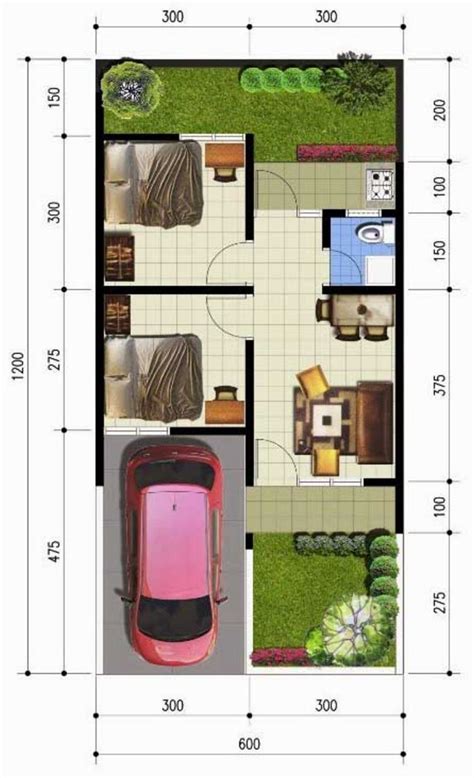 Denah Rumah Ukuran 6x12 - Desain Rumah Minimalis