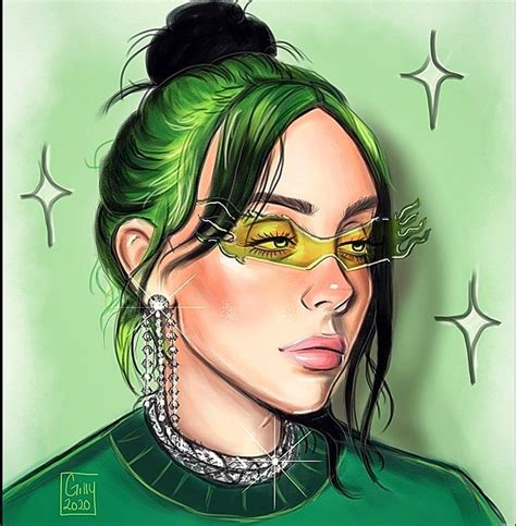 Just finished this drawing of Billie 💚 : billieeilish Celebrity Drawings, Celebrity Art, Billie ...