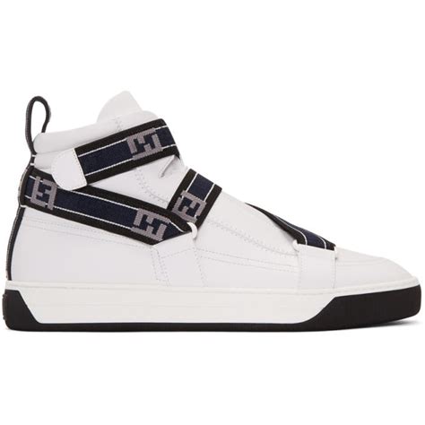 Fendi White Straps High-Top Sneakers Fendi