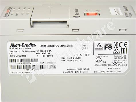 PLC Hardware: Allen-Bradley 1769-L33ERMS GuardLogix 5370 Ethernet ...