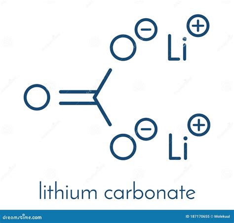 Lithium Carbonate Li2CO3 Bipolar Disorder Drug Molecule. Skeletal Formula. Stock Vector ...