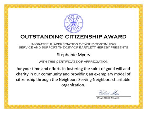 Outstanding Citizenship Award - Stephanie Myers - 06.13.2022 | Bartlett ...