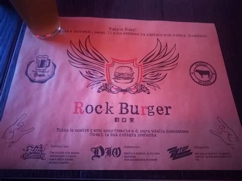 Menu at Rock Burger Torino restaurant, Turin