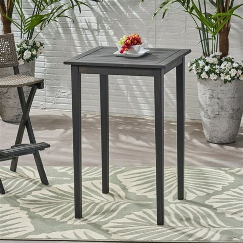 Chayah Outdoor Minimalist Acacia Wood Square Bar Table, Dark Gray - Walmart.com - Walmart.com