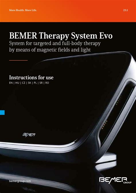 BEMER THERAPY SYSTEM EVO INSTRUCTIONS FOR USE MANUAL Pdf Download ...