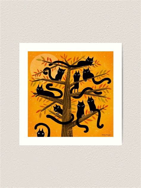 "BLACK CAT TREE" Art Print for Sale by terryrunyan | Redbubble