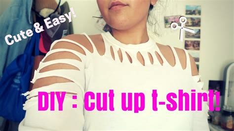 DIY | Cute & Easy T-shirt Cut Up Design! - YouTube