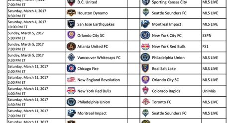 2017 MLS Printable Schedule : MLS