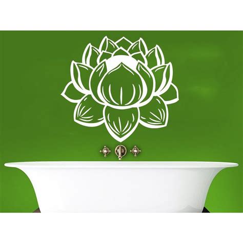 a bathroom wall decal with a flower on the bathtub in front of it