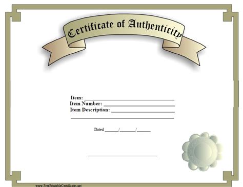 Certificate Of Authenticity Artwork Template Collection