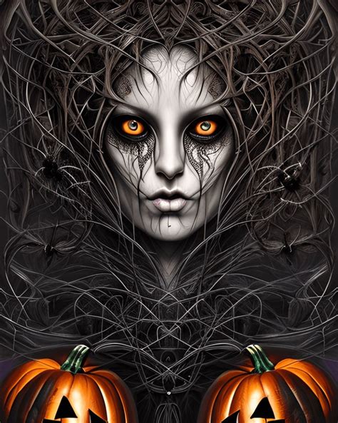 an image of a woman with pumpkins on her face and hair in the background