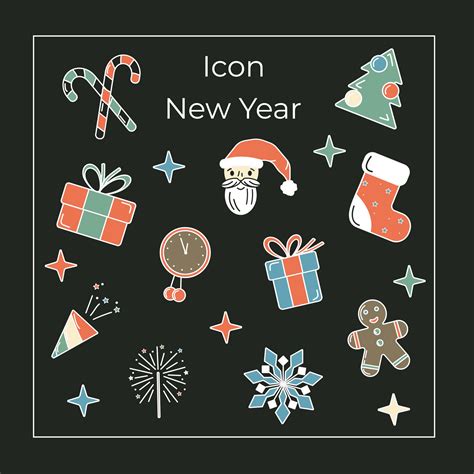 New Year icons. 29593754 Vector Art at Vecteezy