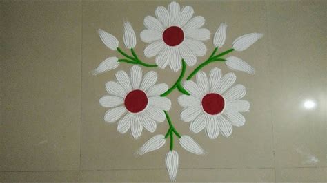 Easy flower rangoli ||Rangoli with a fork | Top Rangolis - YouTube