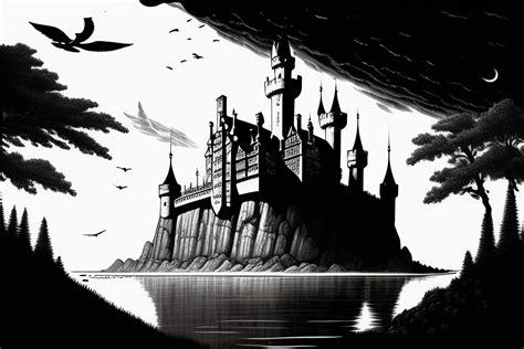 Lexica - A floating Gothic castle high above the ground floating in the ...