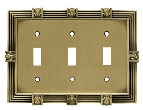 64477 Pineapple Triple Toggle Switch Wall Plate/Switch Plate/Cover, Tumbled Antique Brass ...