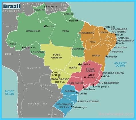 nice Map of Brazil | Estados e capitais, Geografia do brasil, Mapa brasil