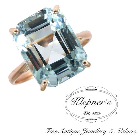 Vintage 18ct rose gold 8.0ct cocktail aquamarine ring — Klepner's Fine ...