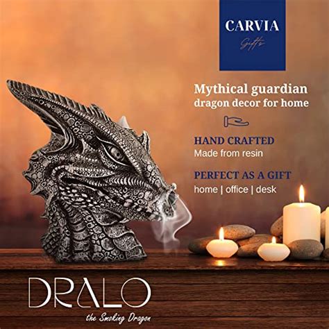CARVIA Gifts Dralo The Smoking Dragon Statue Head with backflow Incense Burner. Ancient Oracle ...