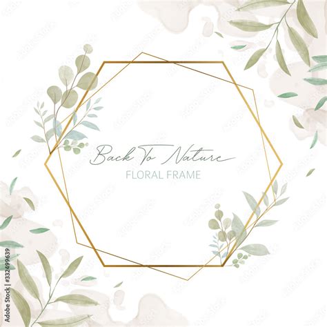 Wedding invitation card template with golden watercolor floral Stock Vector | Adobe Stock