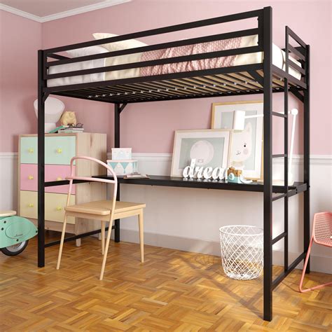 DHP Miles Metal Twin Loft Bed with Desk, Black - Walmart.com - Walmart.com