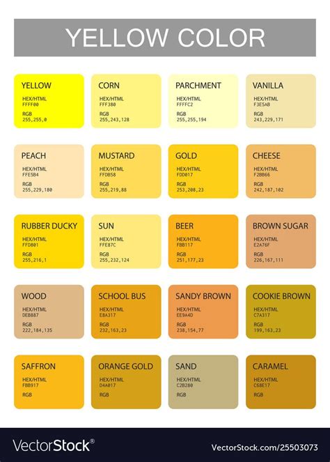 Yellow Color Codes and Names for Design
