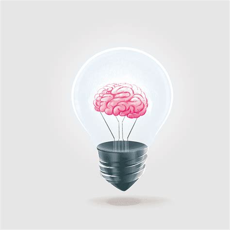 Red Light Bulb, creative Brain, brain, cerebrum, bulbs, incandescence, think, cover Art, light ...