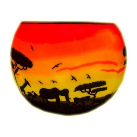 Milford Collection African Sunset Tealight Holder Light Glass BELG205215