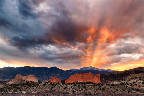 Sunset over Pikes Peak and Garden of the Gods, Colorado Springs, CO ...