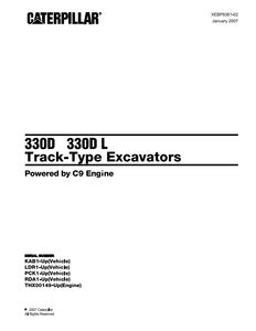 Caterpillar Cat 330D, 330D L Track Type Excavator Parts Catalog Manual ...