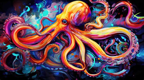 Vibrant Octopus in Abstract Artistry