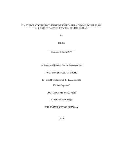 An Exploration into the Use of Scordatura Tuning to Perform J. S. Bach's Partita BWV 1004 on the ...