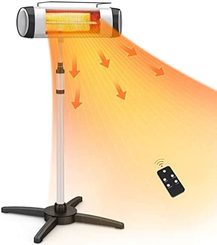 PATIOBOSS Outdoor Patio Heater, Electric Infrared Heater for Instant Heat, 1500W Freestanding ...