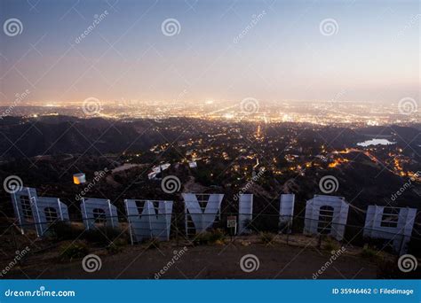 Hollywood Sign at Night editorial photography. Image of hollywood ...